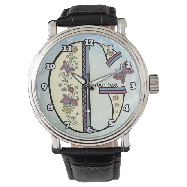 blommig Monogram G Armbandsur (Framsida)