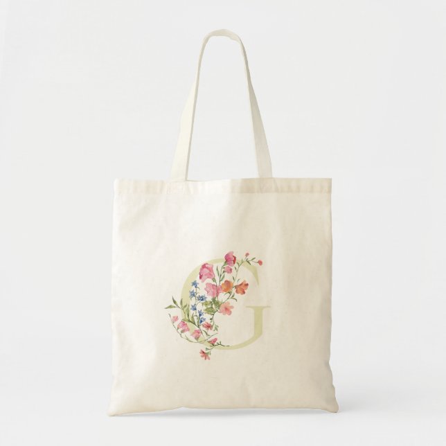 blommig monogram G bröllop vår brudvisning Tygkasse (Framsidan)