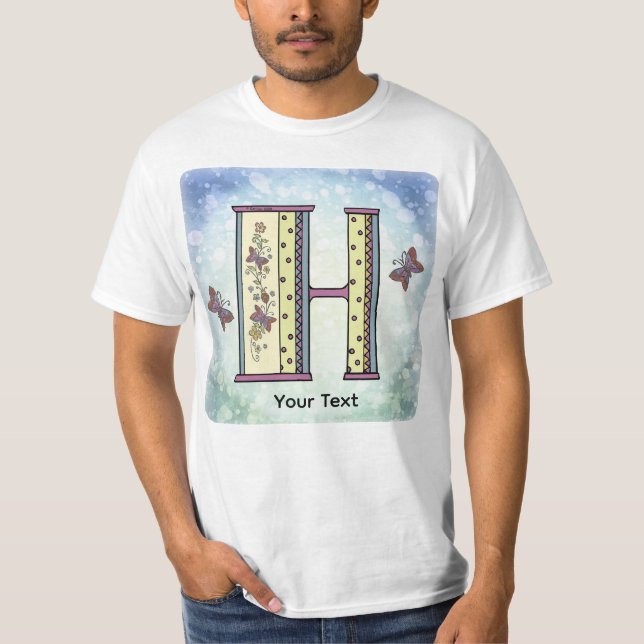 blommig Monogram H t-shirt (Framsida)
