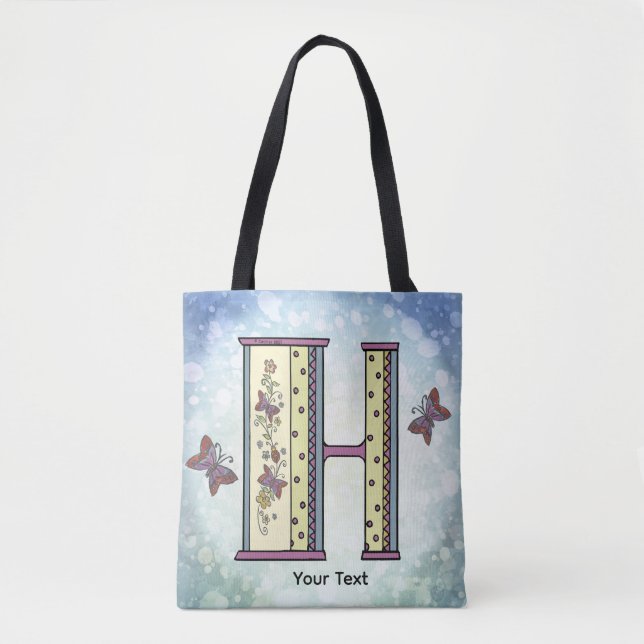 blommig Monogram H Tygkasse (Framsida)
