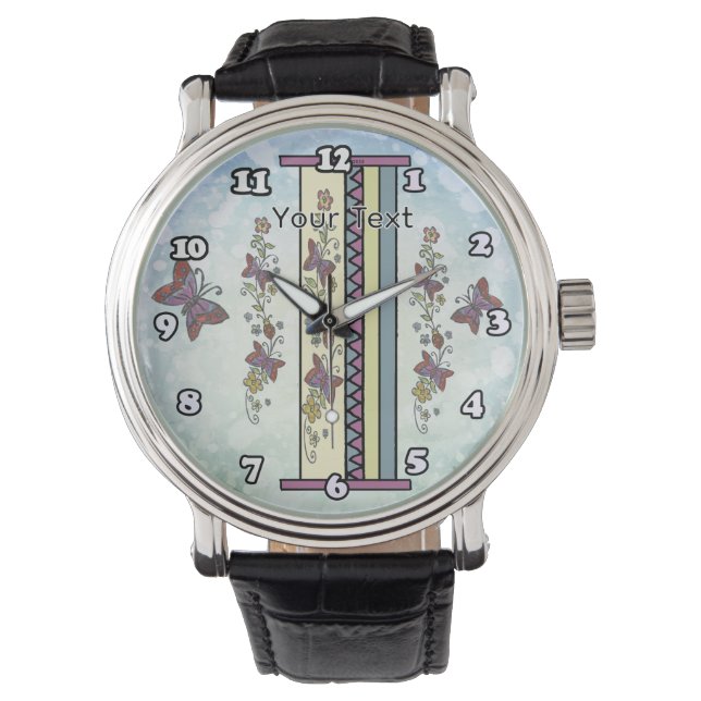 blommig Monogram I Armbandsur (Framsida)