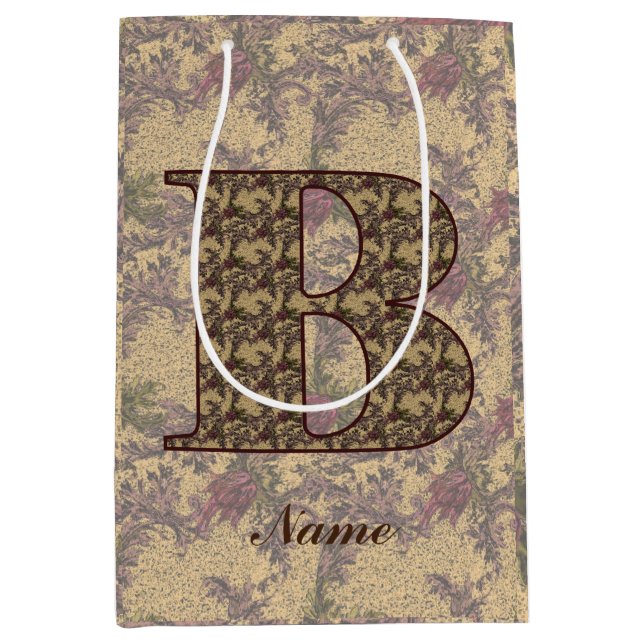 Blommig monogram initial B Elegant personlig    (Framsidan)
