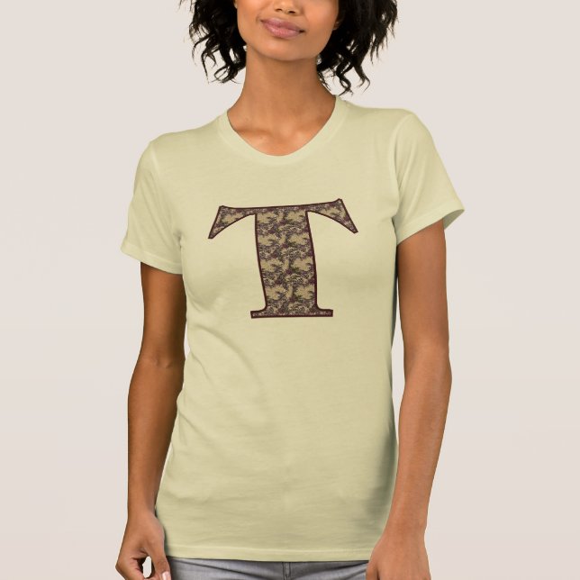 Blommig monogram initial T elegant  Shirt (Framsida)