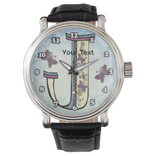 blommig Monogram J Armbandsur
