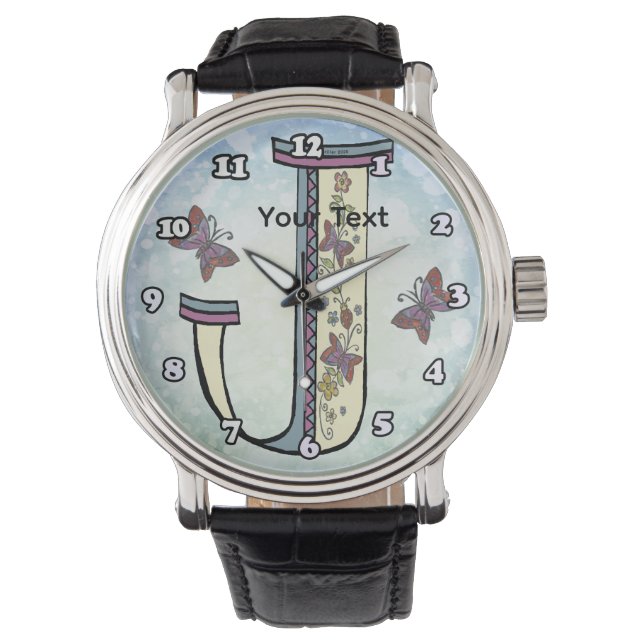 blommig Monogram J Armbandsur (Framsida)