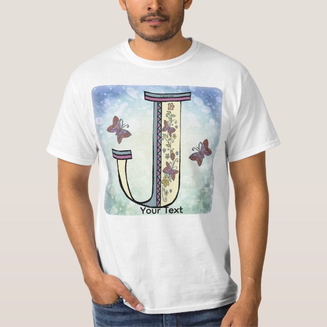 blommig Monogram J t-shirt (Framsida)