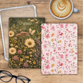 Blommig monogram Kindle dubbelsidigt infogningskor Inbjudningar