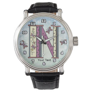 blommig Monogram N Armbandsur