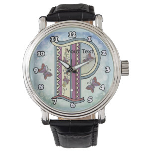 blommig Monogram P Armbandsur