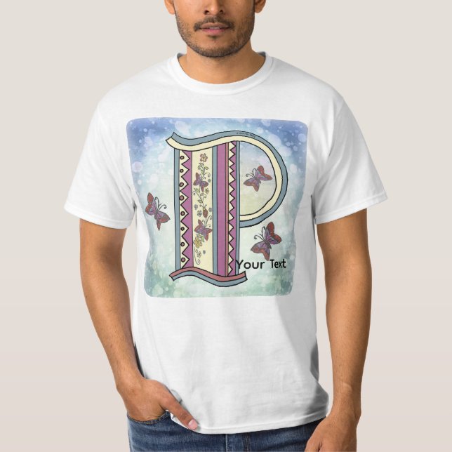 blommig Monogram P t-shirt (Framsida)