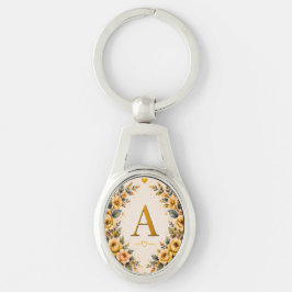 Blommig Monogram Personlig Nyckelring