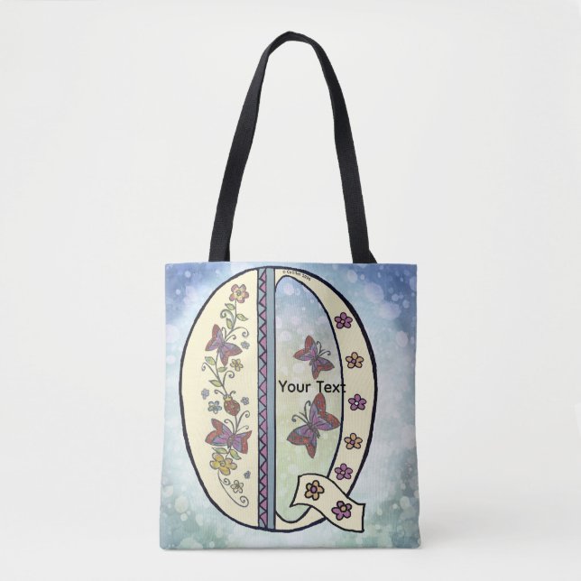 blommig Monogram Q Tygkasse (Framsida)