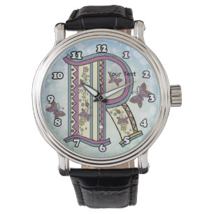 blommig Monogram R Armbandsur