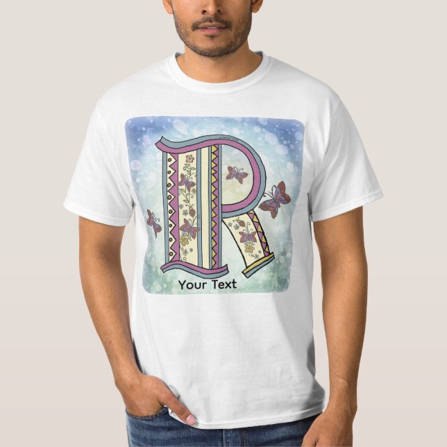 blommig Monogram R t-shirt (Framsida)