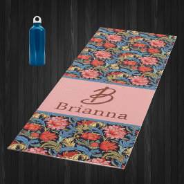 Blommig monogram rosa blå William Morris-stil