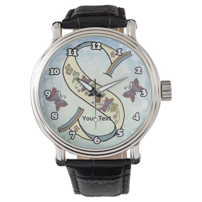 blommig Monogram S Armbandsur (Framsida)