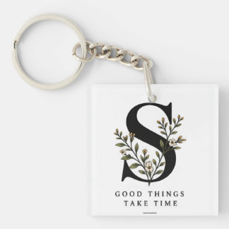 Blommig Monogram S Coaster - Bra saker tar tid