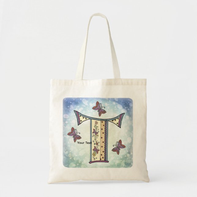 blommig Monogram T Tygkasse (Framsidan)
