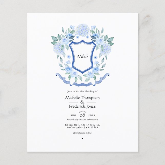 Blommig monogram topp par dusch inbjudan flygblad (Framsidan)
