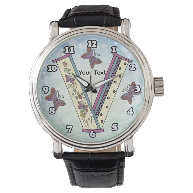 blommig Monogram V Armbandsur (Framsida)