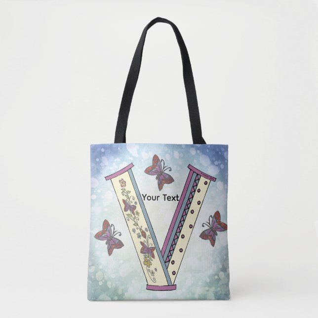 blommig Monogram V Tygkasse (Framsida)