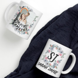 Blommig monogram Världens bästa mamma foto Kaffemugg