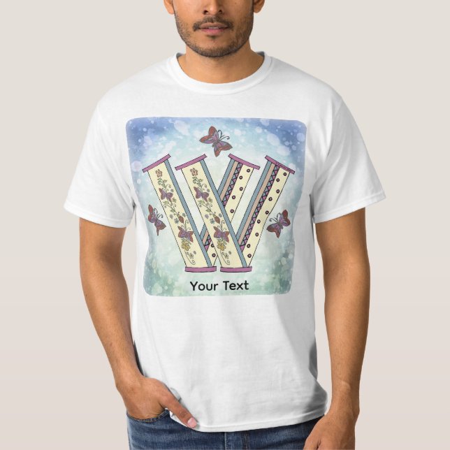 blommig Monogram W t-shirt (Framsida)