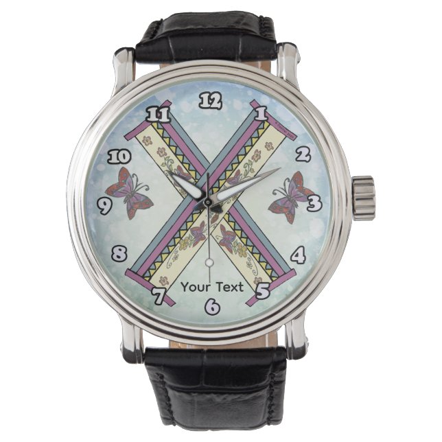 blommig Monogram X Armbandsur (Framsida)