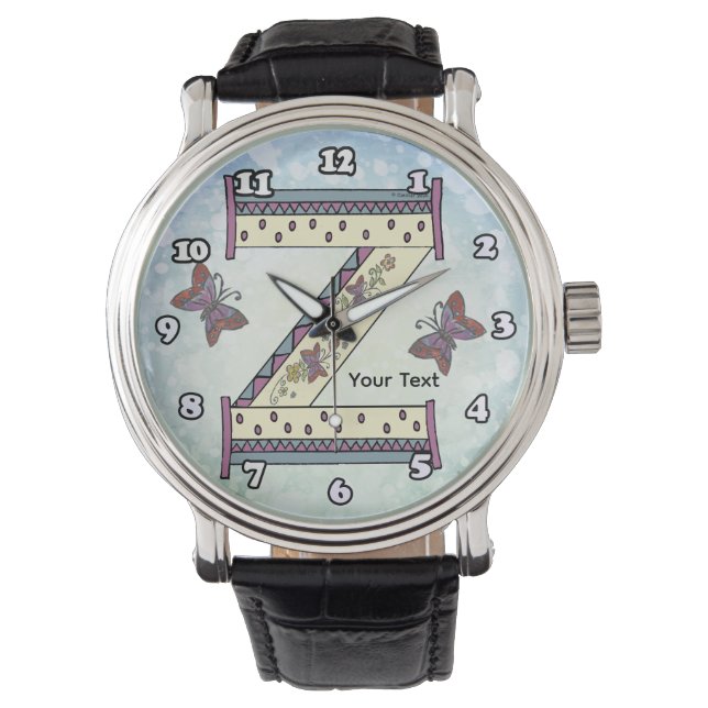 blommig Monogram Z Armbandsur (Framsida)