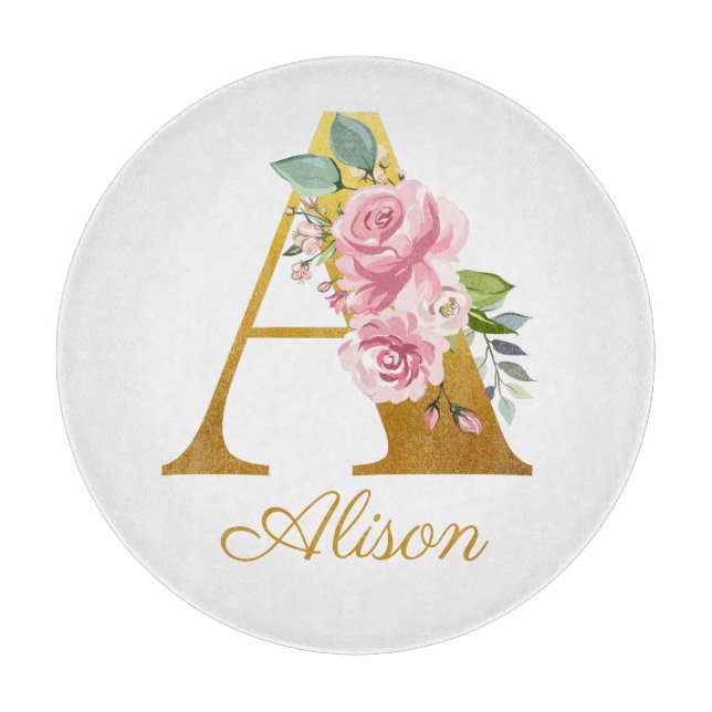 Blommig monogramnamn initial botanisk anpassad (Framsidan)