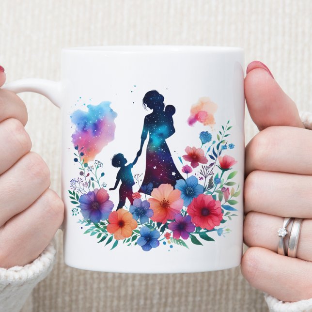 Blommig mor och barn kaffemugg (Skapare uppladdad)