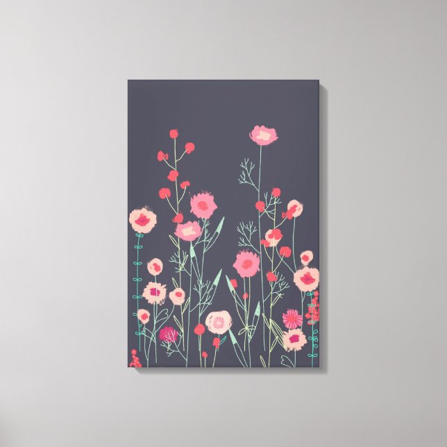 Blommig Mörk Boho Canvastryck (Framsida)