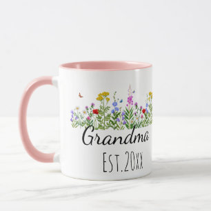 Blommig Mormor Bebis Annonseringspresenter Est 202 Mugg