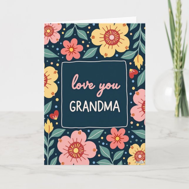 Blommig Mormor Kärlek Kort (Framsida)