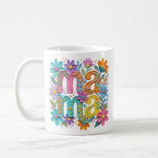 blommig mormugg, söt mömmug, rosa blomkruksmugg kaffemugg