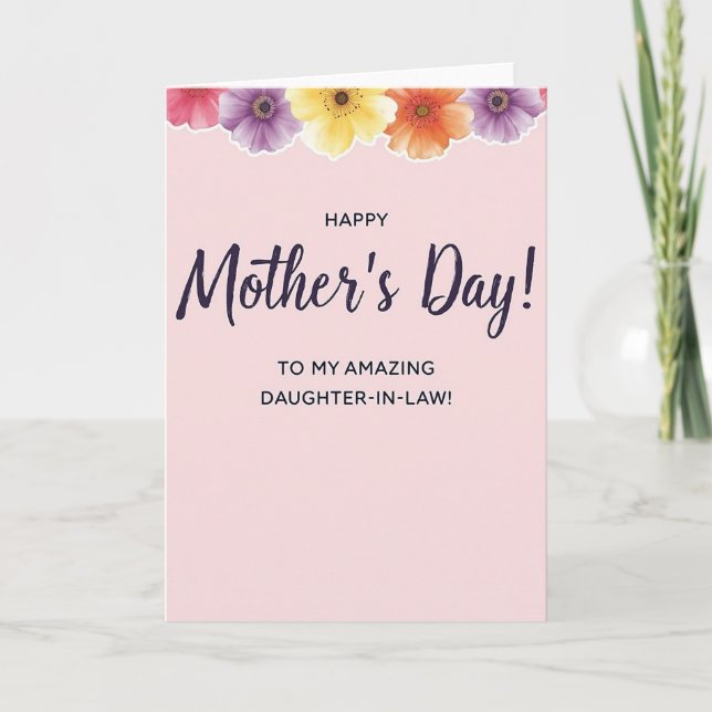 Blommig Mors dag Svärdotter Kort (Framsida)