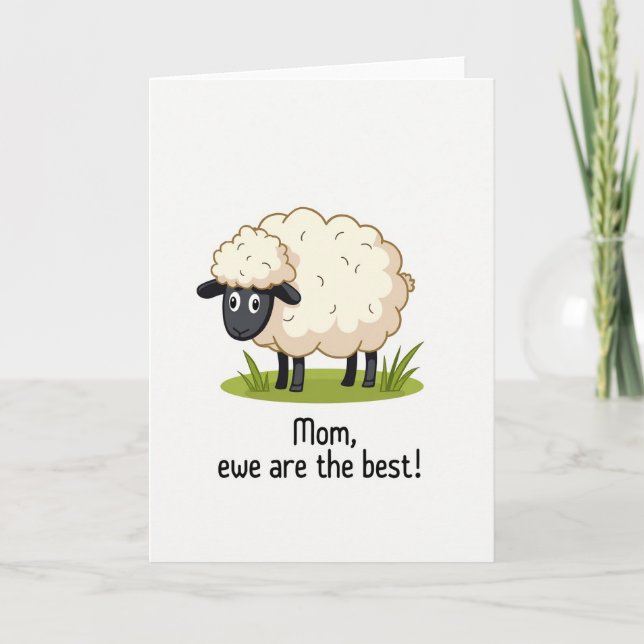Blommig mors dag tack vare får kärlekskort kort (Framsida)