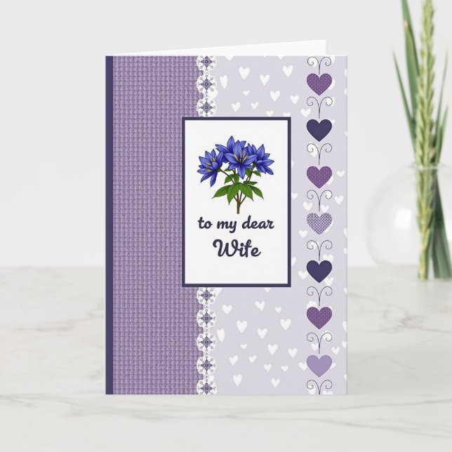 Blommig Morsdags Indigo Kort (Framsida)
