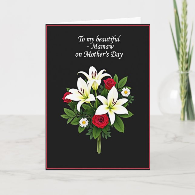 Blommig Morsdags Mamaw-kort Kort (Framsida)
