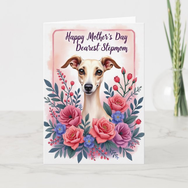 Blommig Morsdags Sighthound-kort Kort (Framsida)
