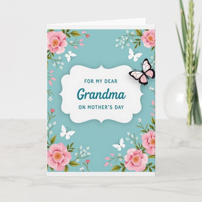 Blommig Morsdagskort till Mormor Kort (Framsida)
