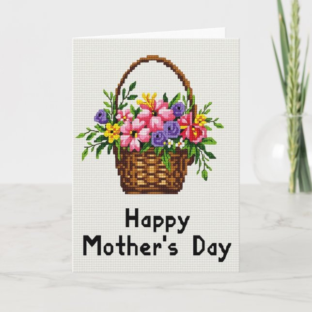 Blommig Morsdagsvävd Presentkort Kort (Framsida)