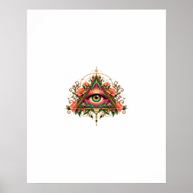 Blommig mosaik ögonaffisch poster (Framsidan)