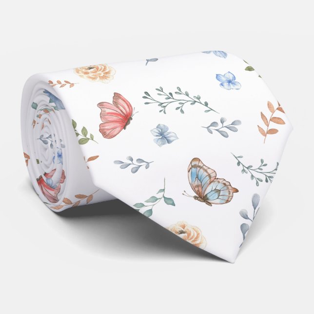 Blommig Moth Fjäril Mönster Slips (Rullad)