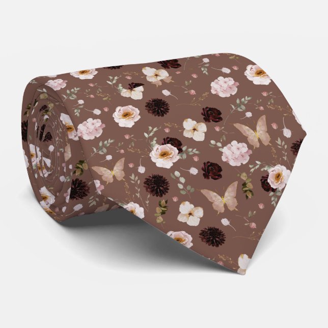 Blommig Moth Fjärilsmönster Slips (Rullad)