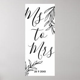 Blommig Ms till Mrs bröllopsfest Poster