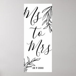 Blommig Ms till Mrs bröllopsfest Poster