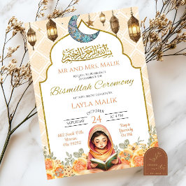 Blommig muslimsk flicka Bismillah-ceremoni Inbjudningar