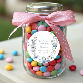 Blommig Något blått innan jag gör Bröllosdusch Runt Klistermärke