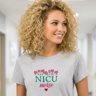 Blommig NICU Sjuksköterska T-Shirt